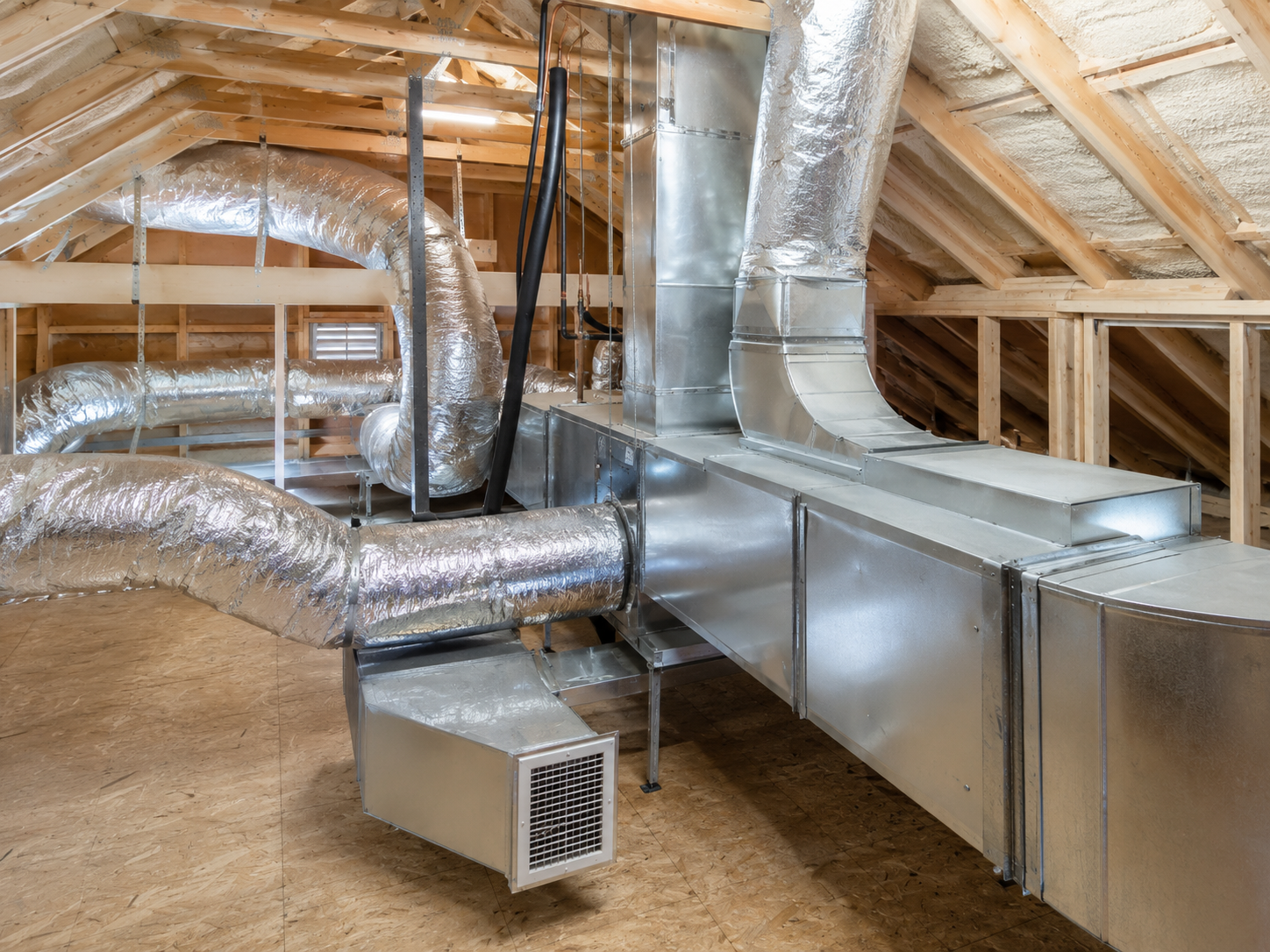 Attic ductwork for HVAC airflow